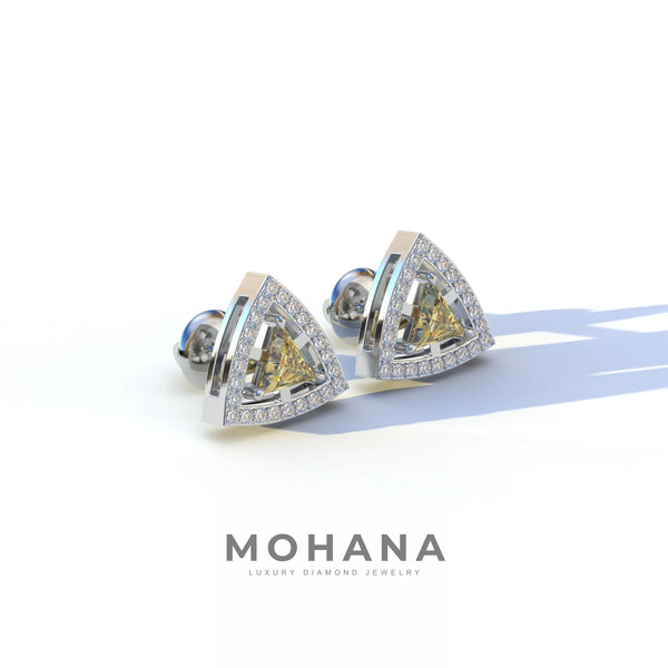 1 Carat Yellow Lab Grown Diamond Stud Earrings – Round Cut Halo | Trinity alternate view