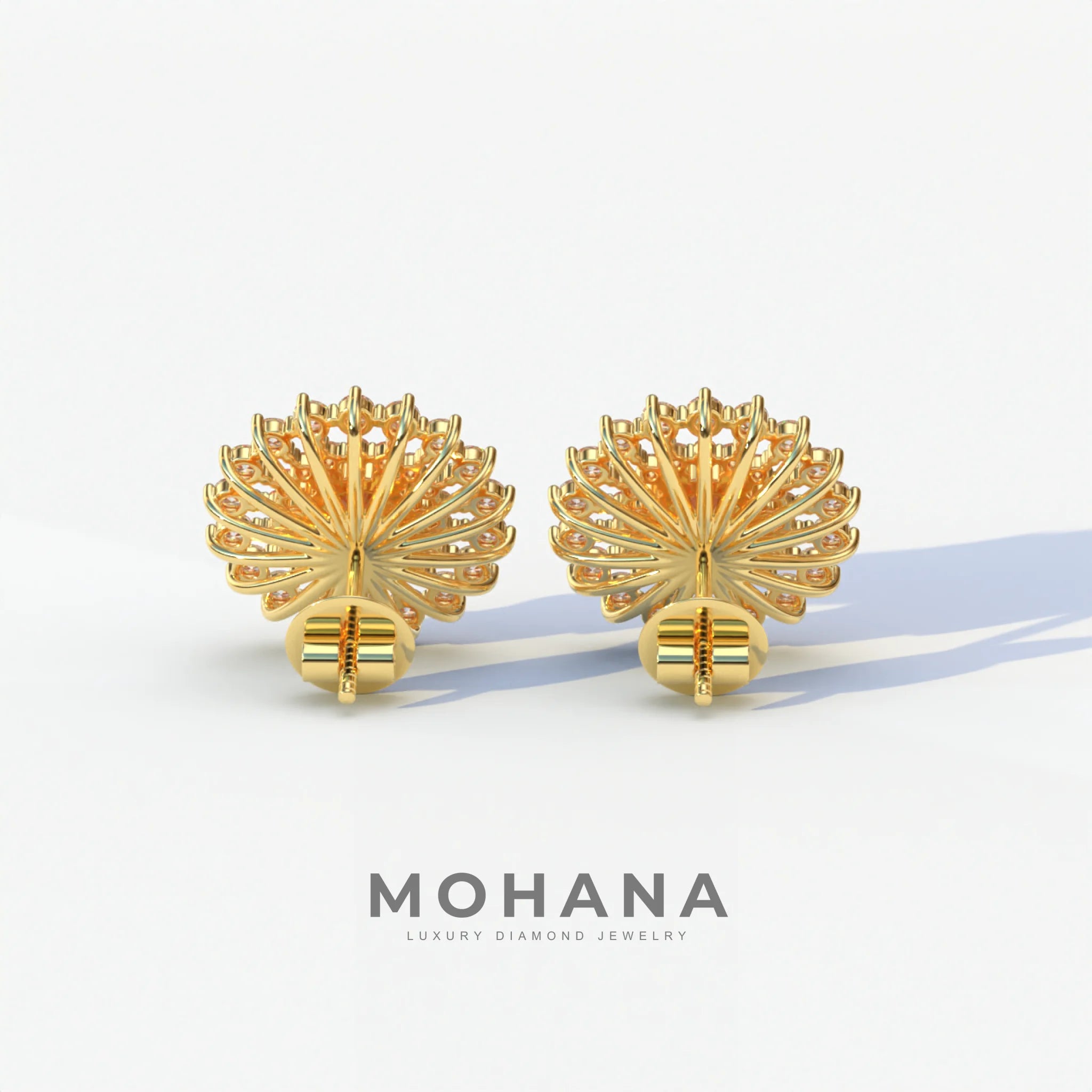 Aster - Yellow Color Round Diamond Stud Earrings