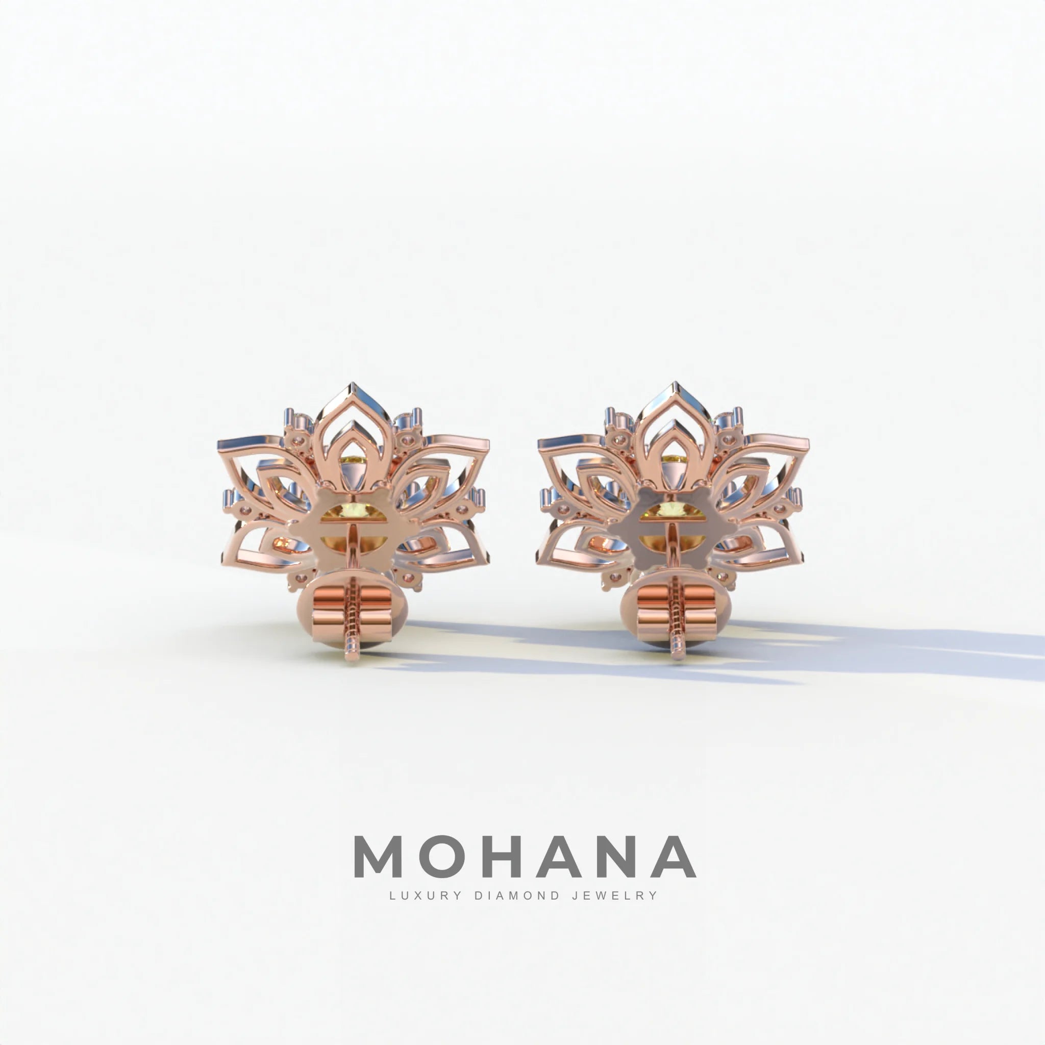 Daffodil - Yellow Color Round Cut Diamond Earrings| Beautiful Claw Prong Setting | Certified