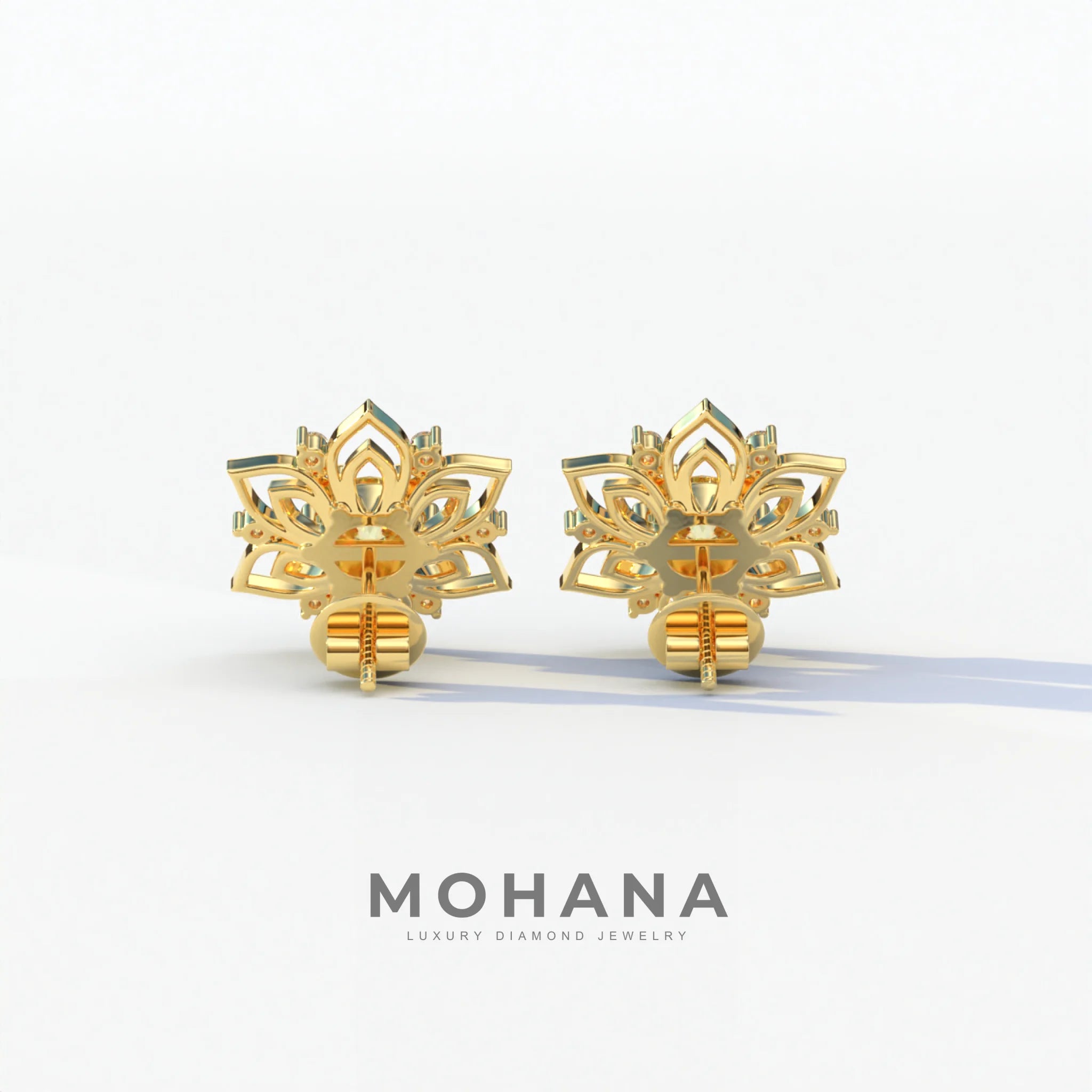 Daffodil - Yellow Color Round Cut Diamond Earrings| Beautiful Claw Prong Setting | Certified