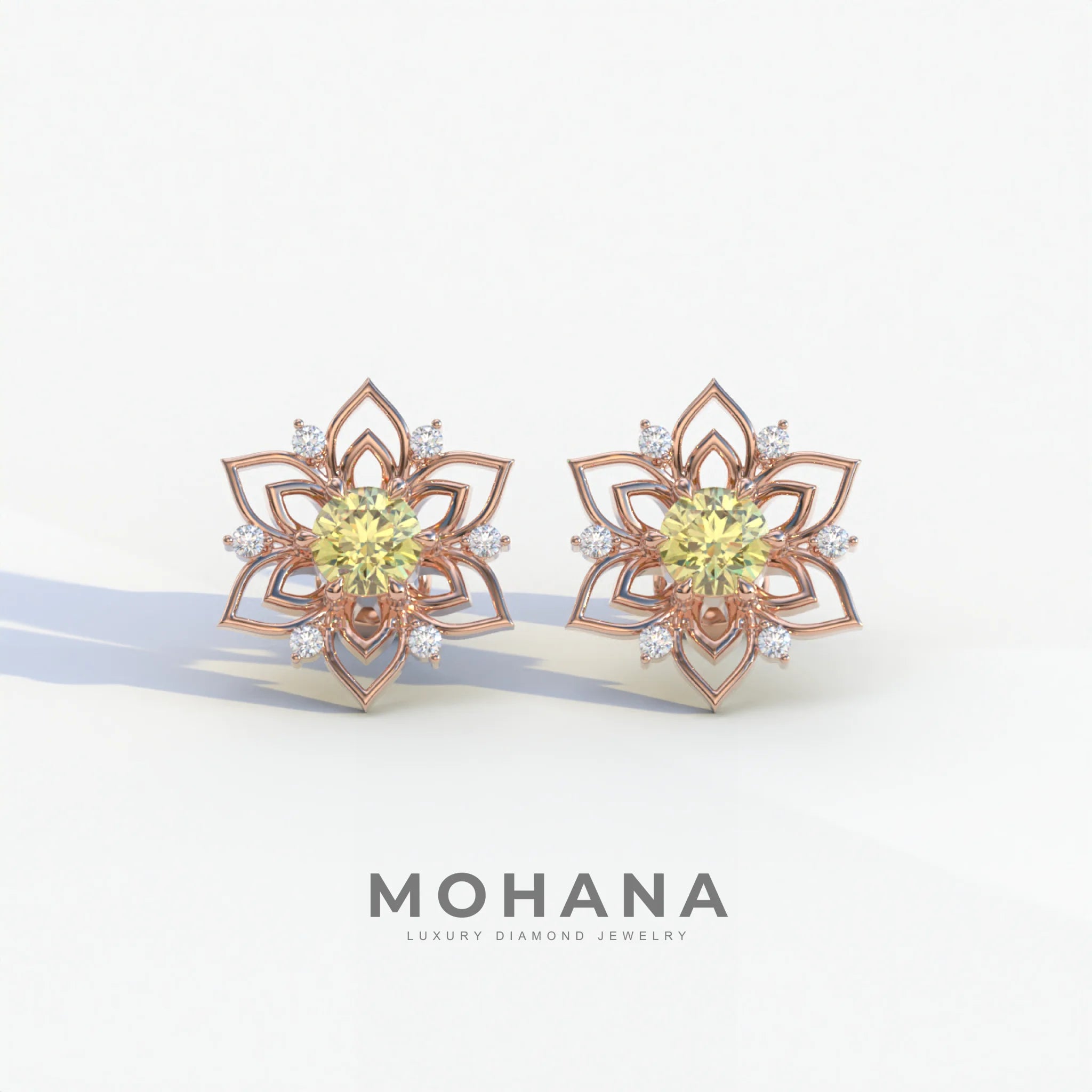 Daffodil - Yellow Color Round Cut Diamond Earrings| Beautiful Claw Prong Setting | Certified - 1 Carat Tw. Lab Diamond