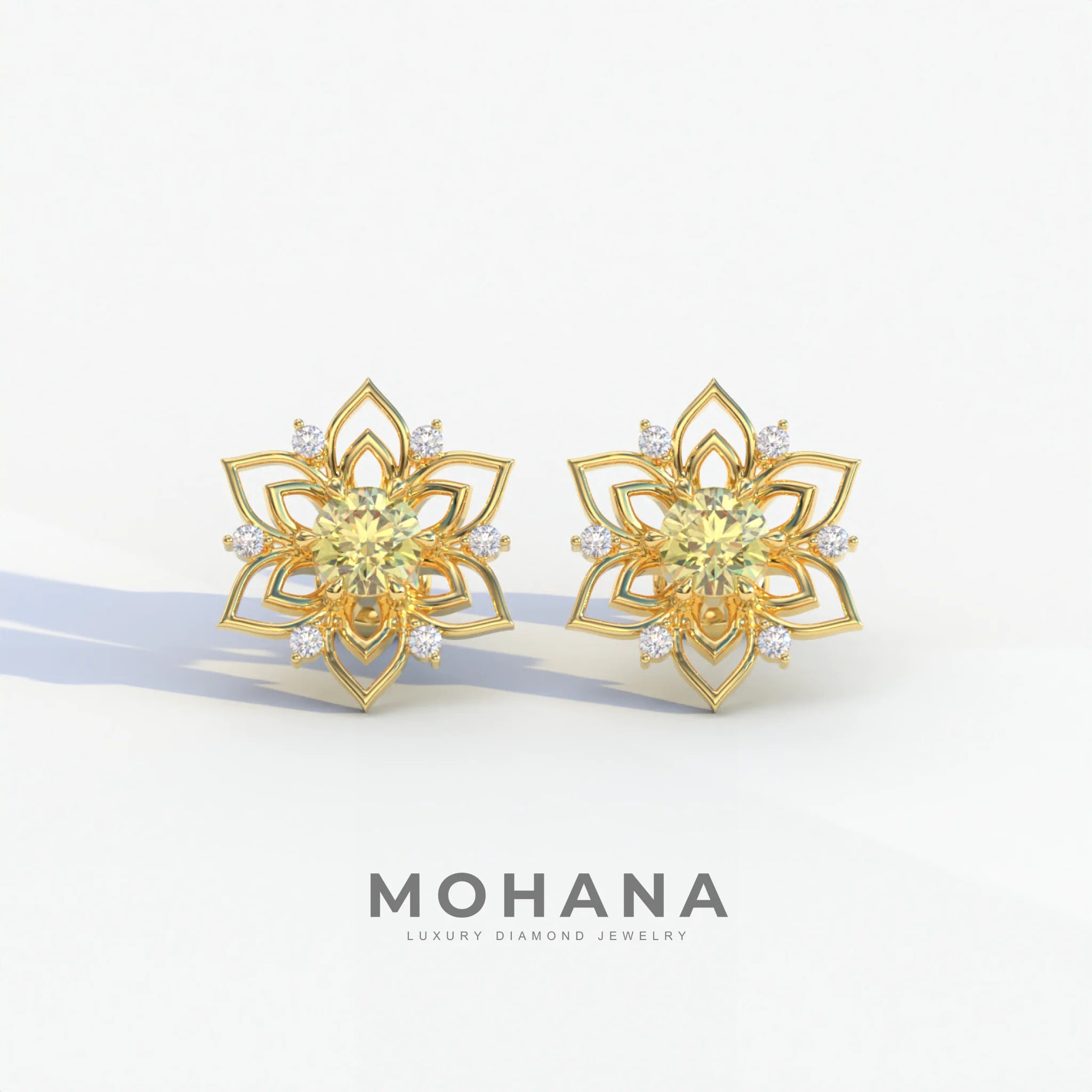 Daffodil - Yellow Color Round Cut Diamond Earrings| Beautiful Claw Prong Setting | Certified - 1 Carat Tw. Lab Diamond