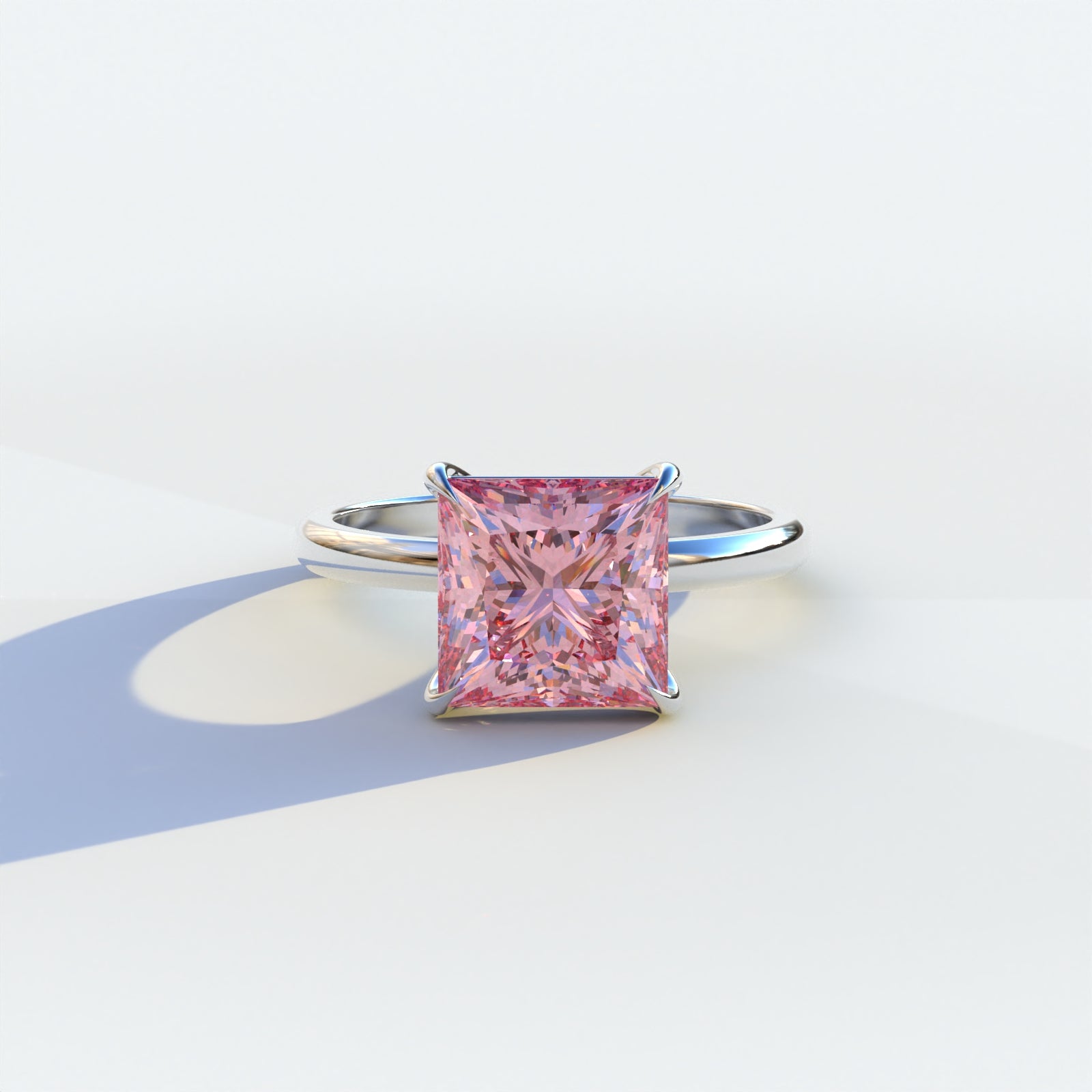 2.5 Carat Pink Princess Cut Solitaire Lab Diamond Ring	