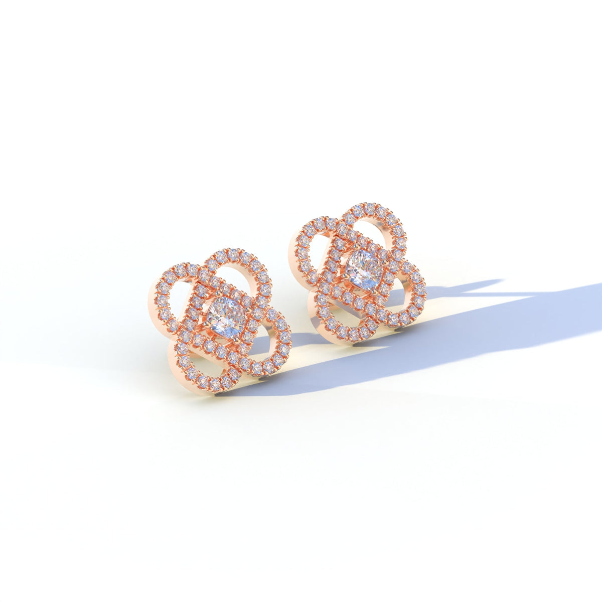 Round Cut Lab Diamond Stud Earrings - Hanri Daussi