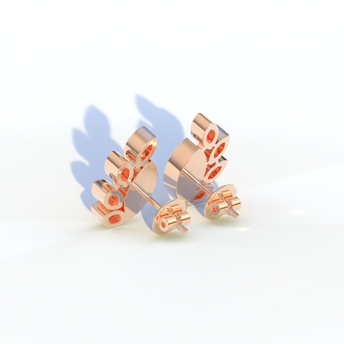 Pink Marquise Cut Lab Diamond Stud Earrings | Stunning Bezel Setting - Gardenia Cluster