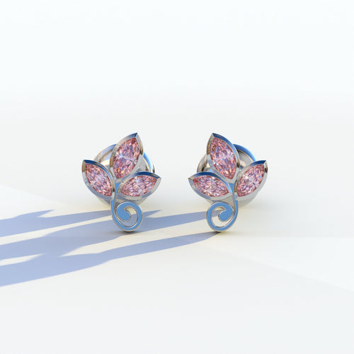 Le Petite - Marquise Pink Lab Diamond Stud Earrings | Attractive Bezel Setting - 10K Solid Gold / White Gold