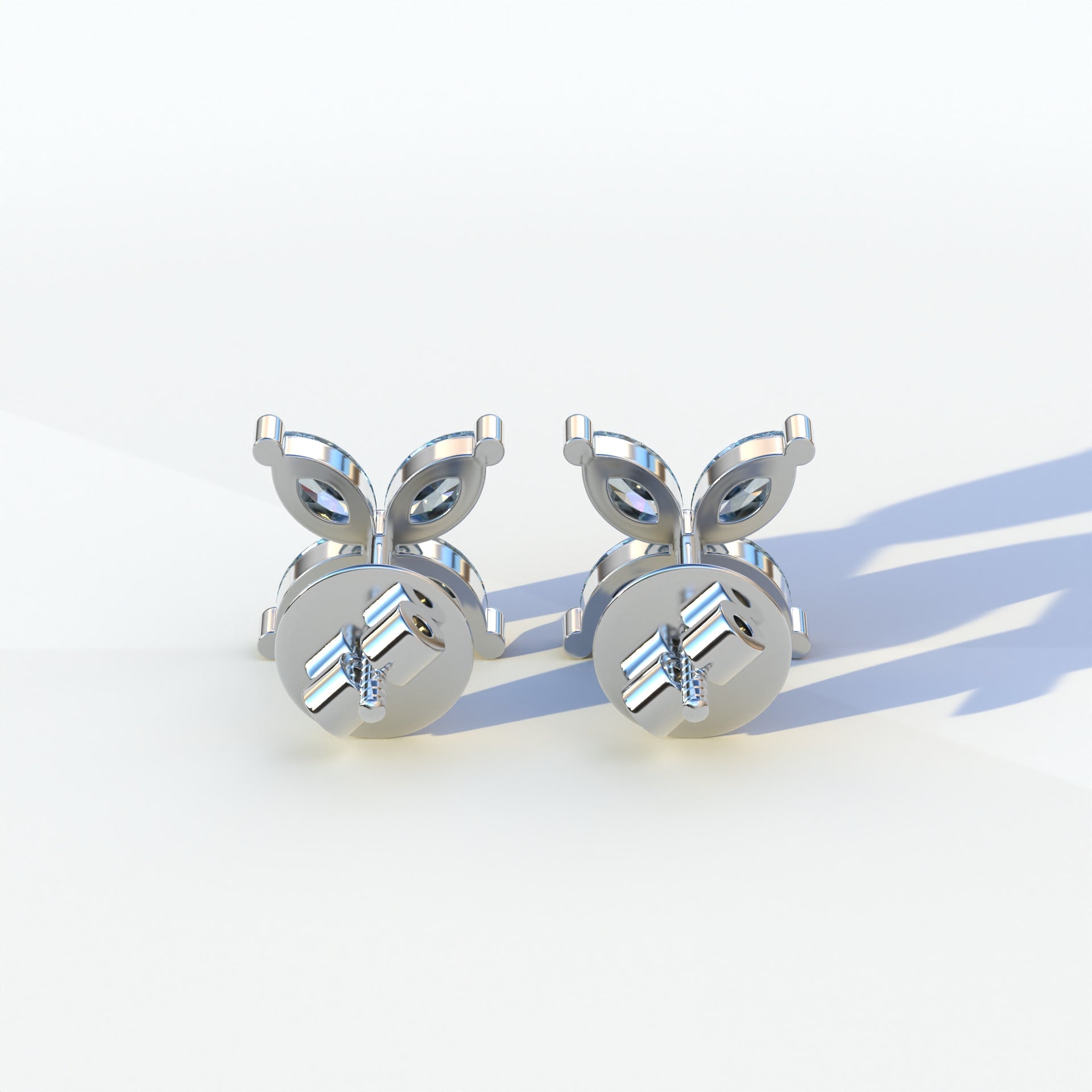 2 Carat Blue Marquise Cut Lab Grown Diamond Stud Earrings - Maria Tash