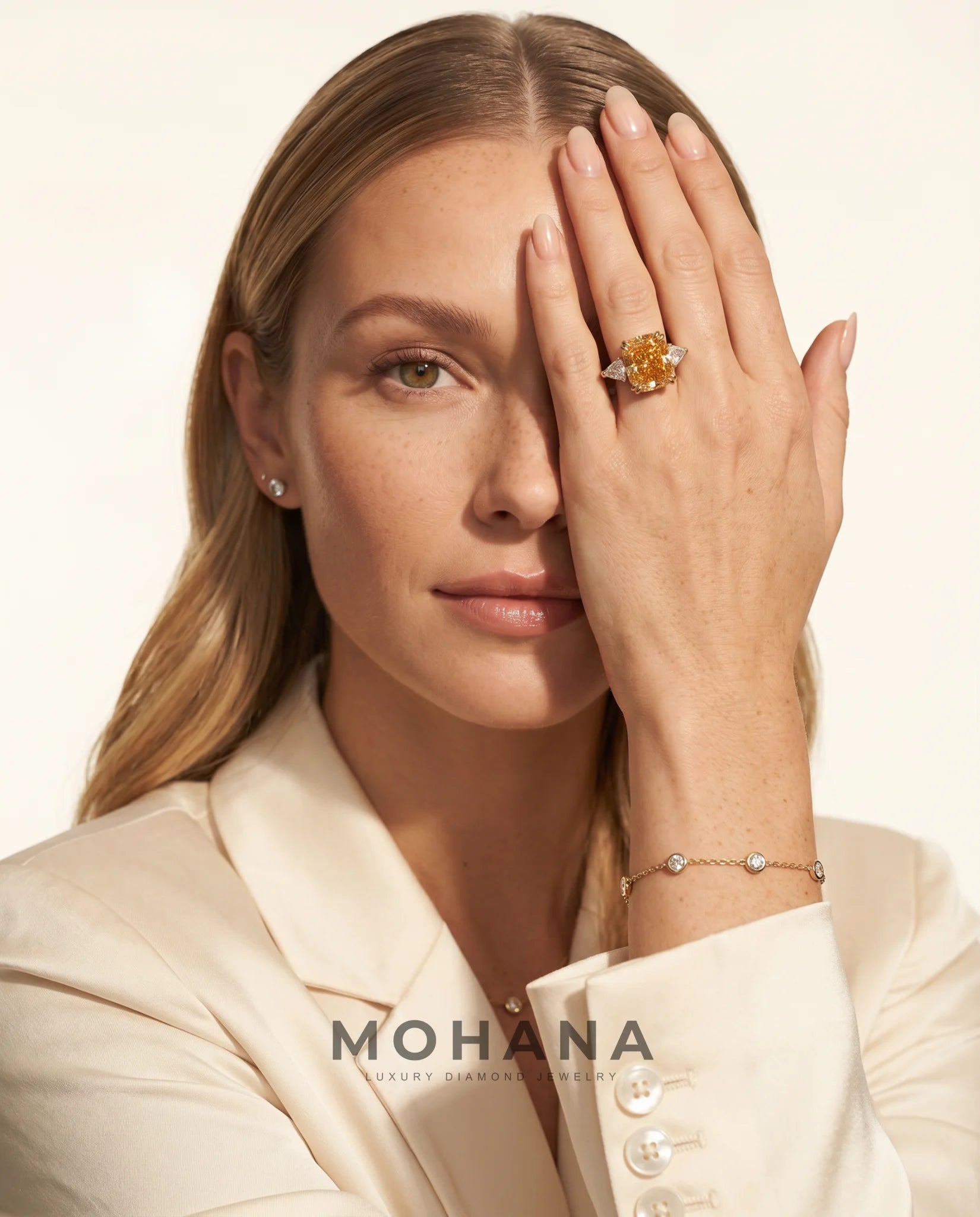 Ready to Ship 10 Carat Fancy Vivid Orangy Yellow Cushion Cut Three-Stone Rose Gold Diamond Ring — view 12