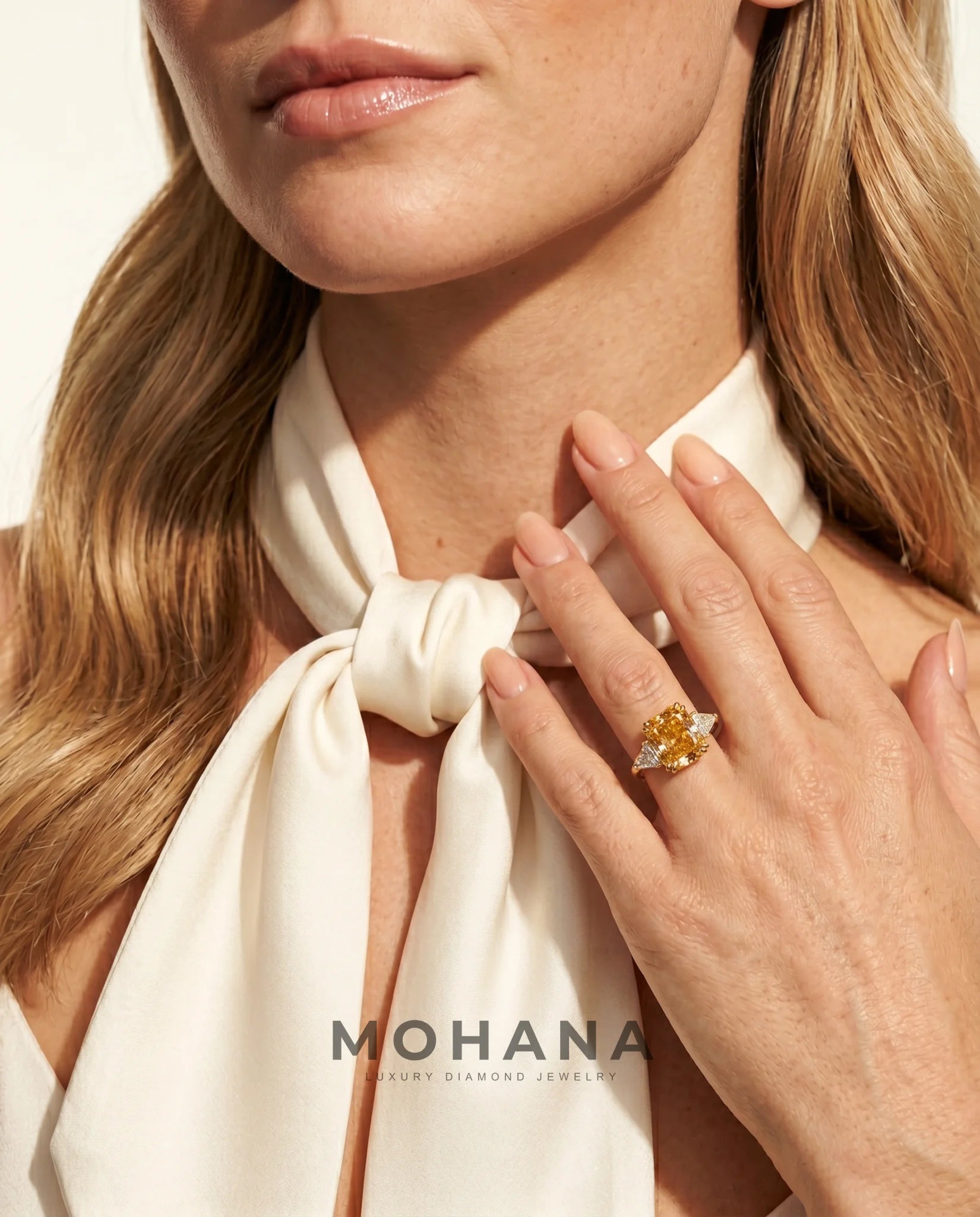 Ready to Ship 10 Carat Fancy Vivid Orangy Yellow Cushion Cut Three-Stone Rose Gold Diamond Ring — view 15