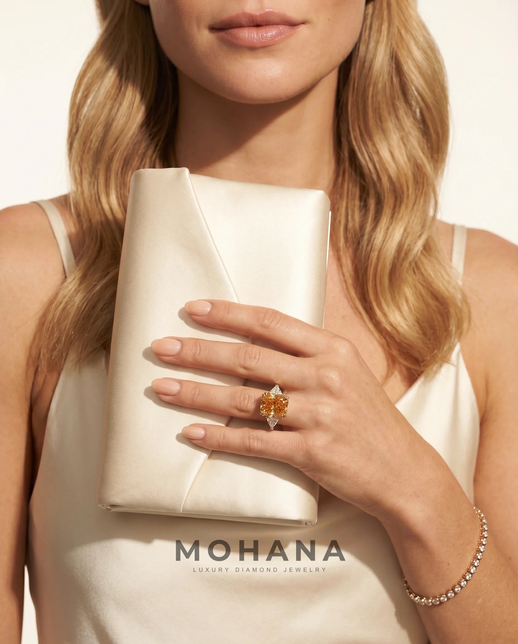 Ready to Ship 10 Carat Fancy Vivid Orangy Yellow Cushion Cut Three-Stone Rose Gold Diamond Ring — view 14