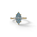 2.5 Ct Fancy Vivid Blue Marquise Cut Lab Diamond In Space-Chanel Setting Ring - Nimi - 10K Solid Gold / Yellow Gold