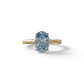 3 Carat Blue Lab Grown Diamond Oval Cut Engagement Ring | Secret Pink Diamond- Eclipse - 10K Solid Gold / Yellow Gold
