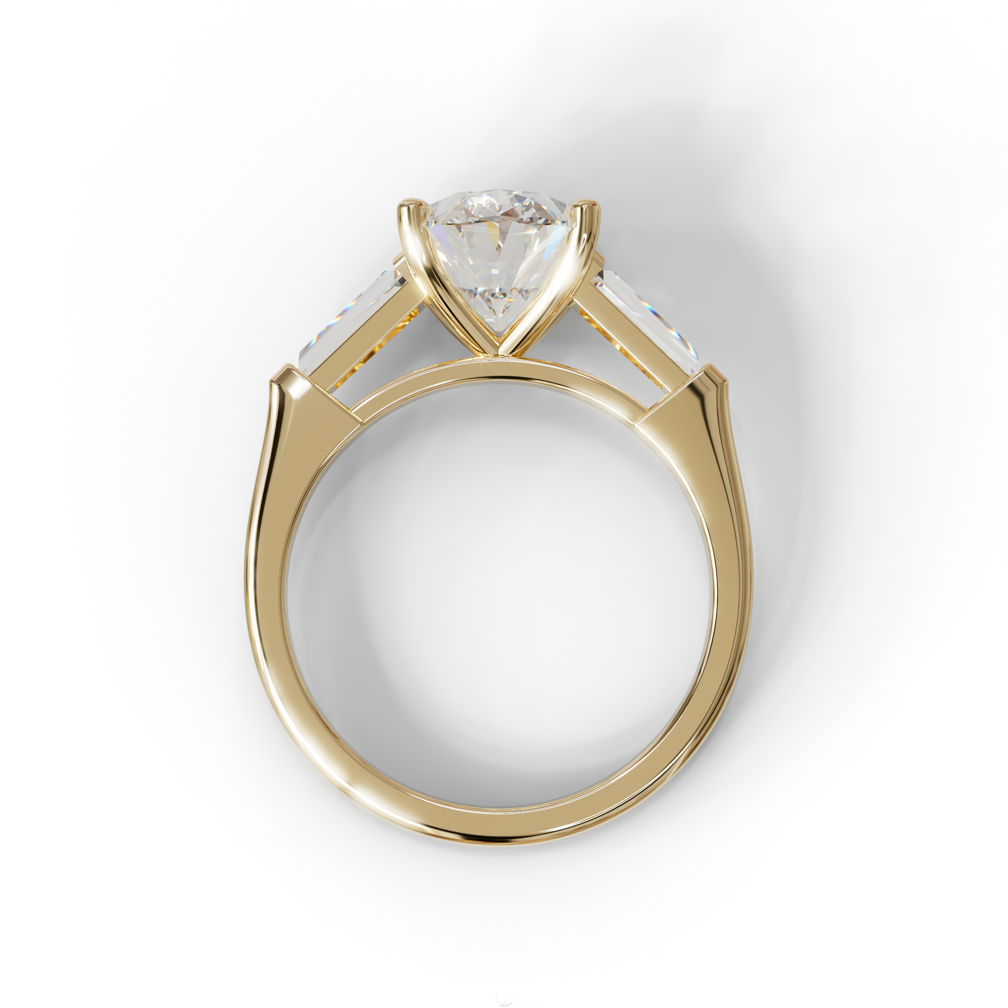 3.75 Carat E/VVS Oval & Tapered Baguette Lab Grown Diamond Three Stone Engagement Ring
