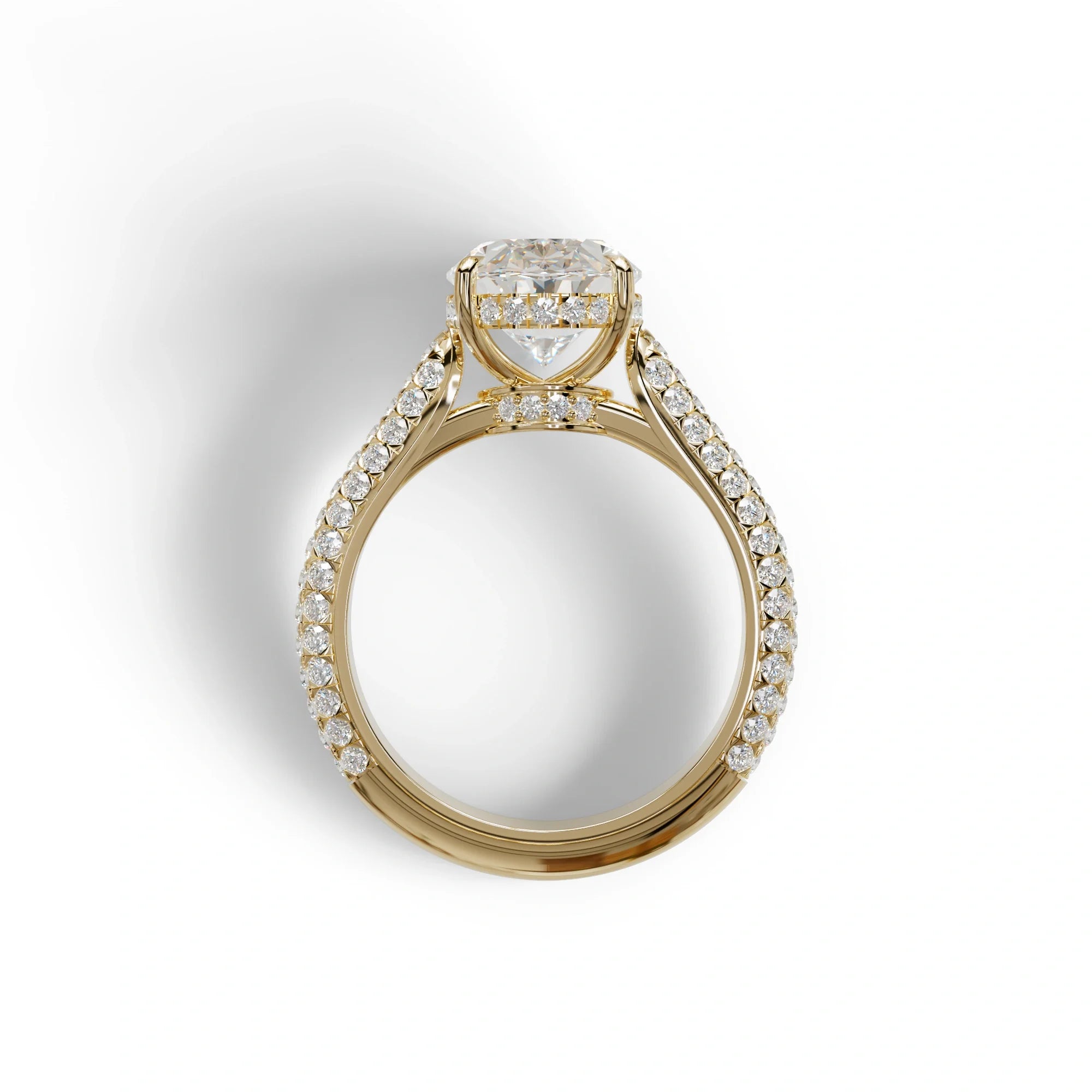 3 Carat E VVS Oval Cut Pave & hidden halo Lab Diamond Engagement Ring - Viviana