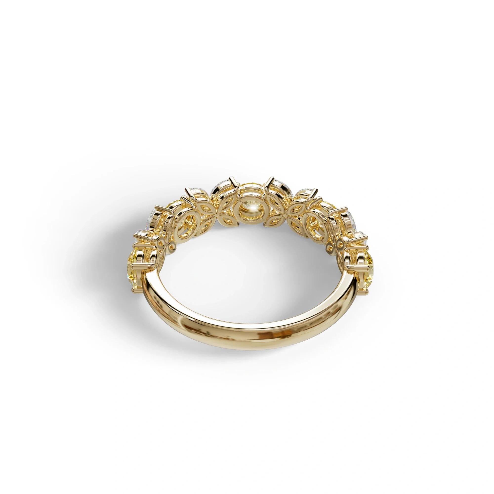 Yellow Gold Marquise & Round Brilliant Diamond Flower Cluster Ring - 18k Gold