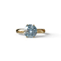 2 Carat Blue Round Cut Solitaire Lab Diamond Ring - Fury - 10K Solid Gold / Yellow Gold
