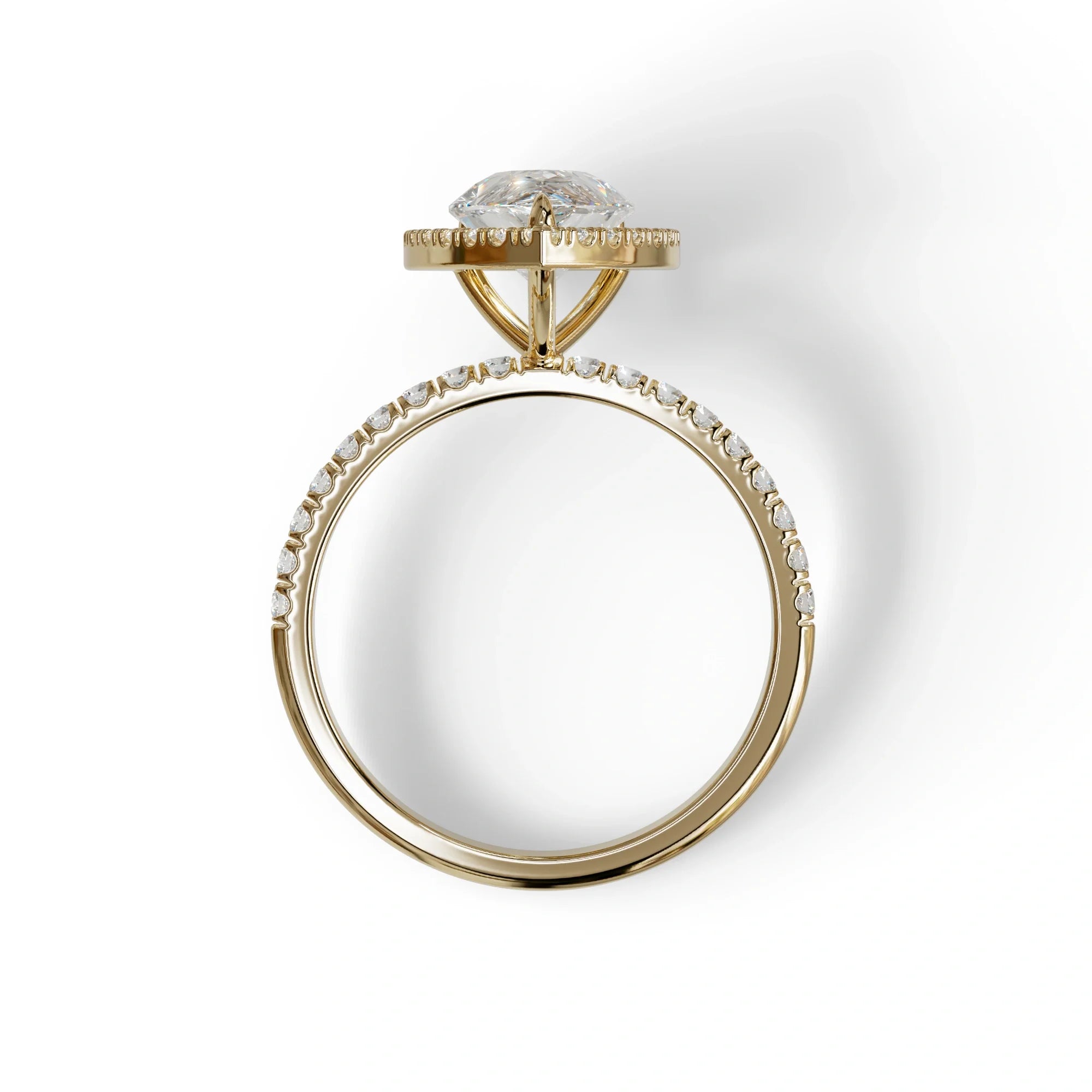 E VVS 2 Carat Pear Cut Halo & Pave Lab Diamond Ring - Glam Deck