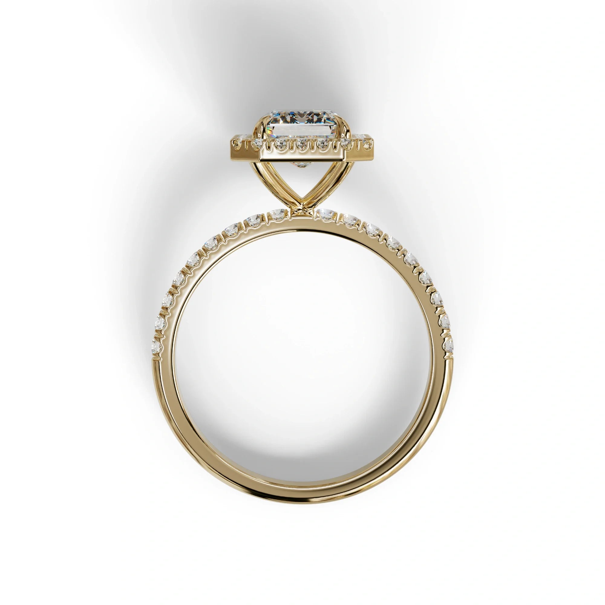 E-VVS Emerald Cut Halo & Pave Lab Grown Diamond Engagement Ring - Viola