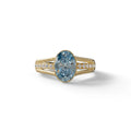 3 carat Fancy Vivid Blue Oval Cut lab Diamond Engagement Ring - Prisma - 10K Solid Gold / Yellow Gold