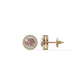 Ciera - Pink Color Round Diamond Stud Earrings | Halo Setting | Certified