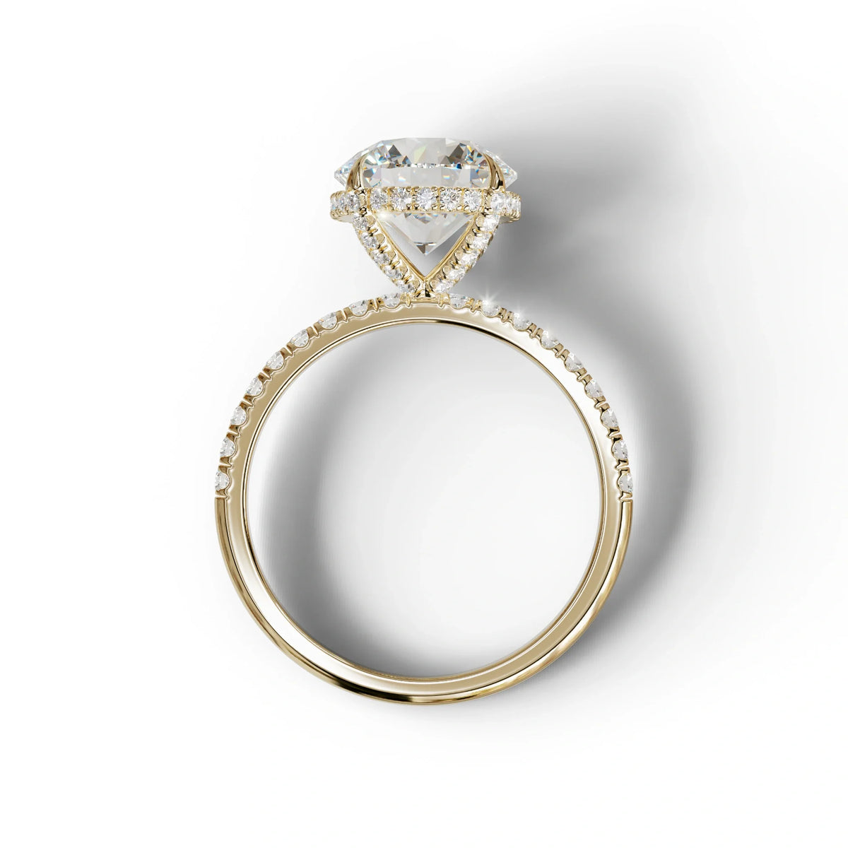 3.5 Carat E-VVS Round Cut Lab Diamond Ring - Halo & Pave Setting Wedding Ring