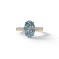 4 Carat Blue Oval Cut Hidden Halo Lab Diamond Engagement Ring - Christie’s - 10K Solid Gold / Yellow Gold