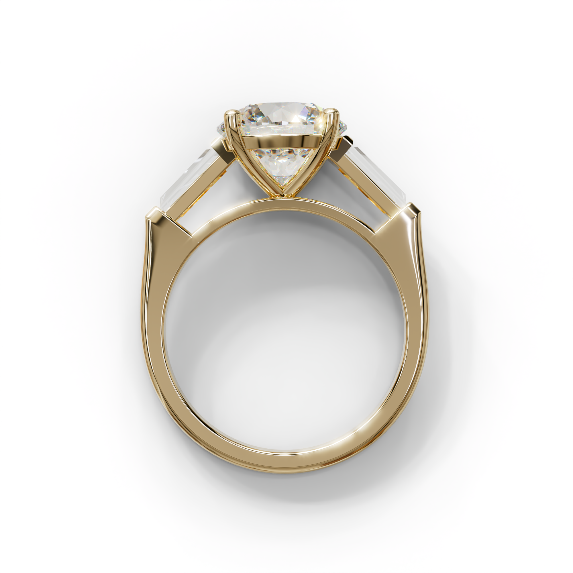 E-VVS 3 Carat Round & Tapered Cut Multi Stone Lab Diamond Ring - Reflection