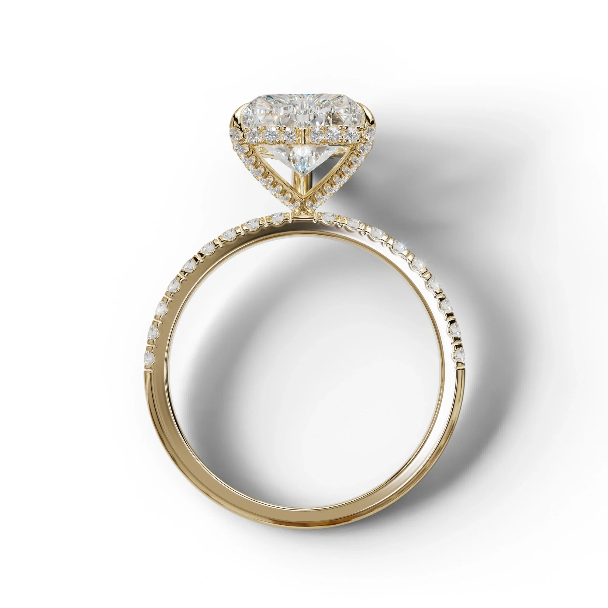 E/VVS 3 Carat Heart Cut Hidden Halo & Pavé Setting Engagement Ring