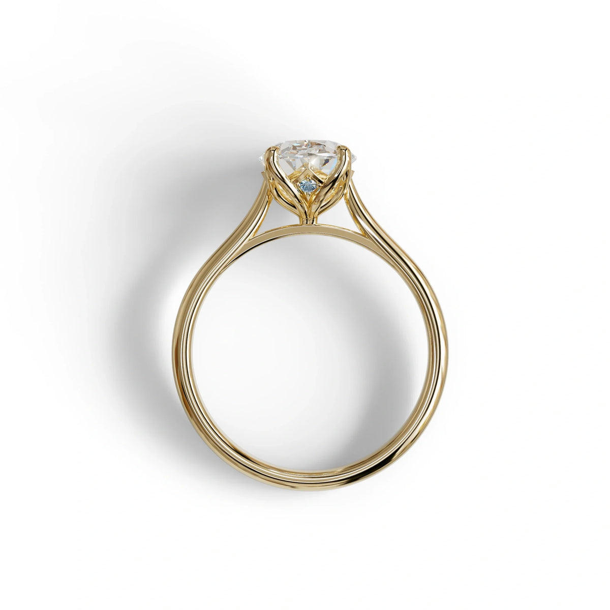 E VVS Oval Cut Hidden Diamond Solitaire Lab Grown Diamond Ring - Secrecy