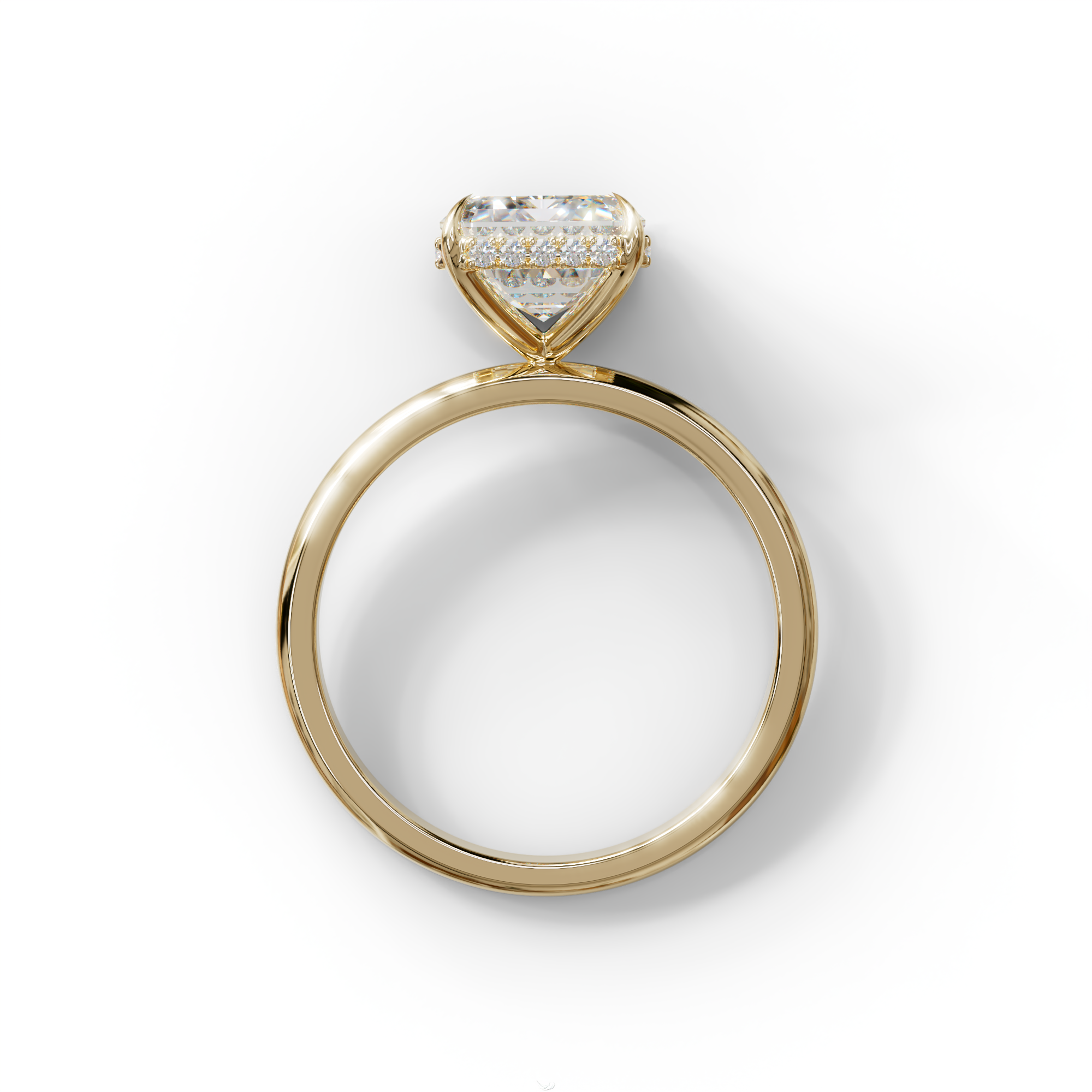 3 Carat E/VVS Emerald Cut Hidden Halo & Claw Setting Lab Grown Diamond Ring