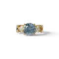 Natural Inspired 3 Carat Blue Round Cut Lab Diamond Engagement Ring - Catalina - 10K Solid Gold / Yellow Gold