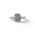 4 Carat Blue Cushion Cut Hidden Halo Eternity Lab Diamond Engagement Ring - Sandrine - 10K Solid Gold / Yellow Gold