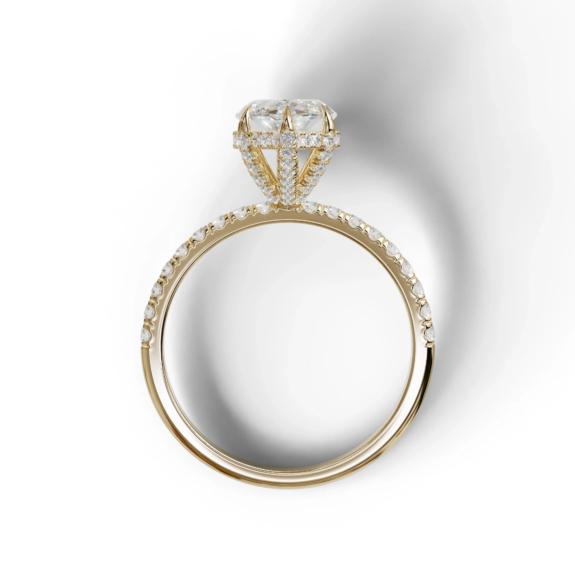 3 Carat E-VVS Marquise Cut Lab Diamond In Hidden Halo & Pave Setting Ring