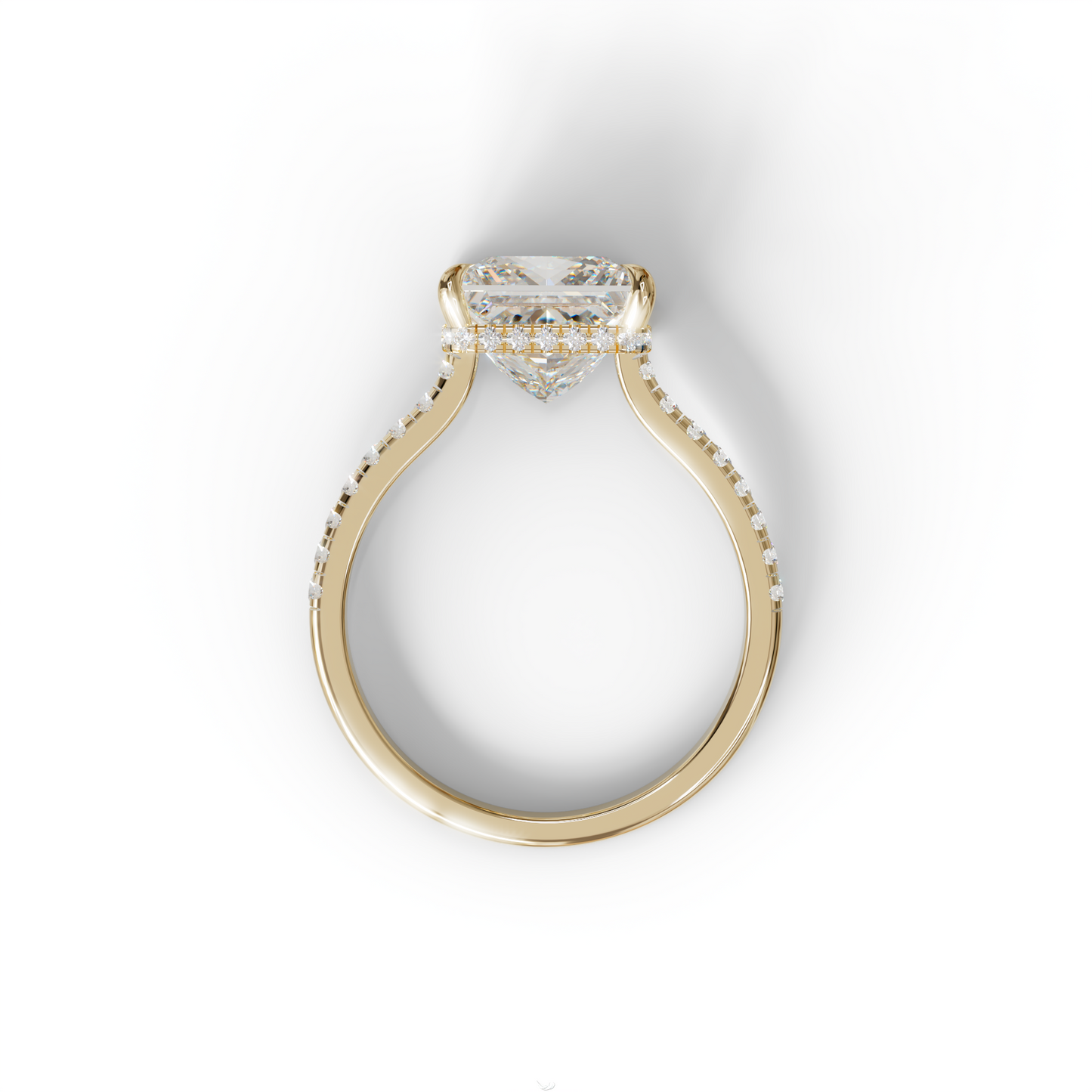 3 Carat E-VVS Square‑Cut Center Stone Engagement Ring – Hidden Halo & Pavé Design