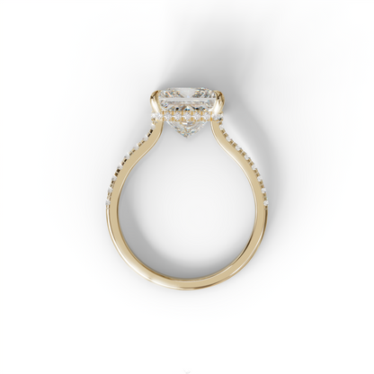 3 Carat E-VVS Square‑Cut Center Stone Engagement Ring – Hidden Halo & Pavé Design