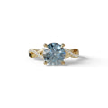 3 Carat Blue Round Cut Lab Diamond Ring - Infinity Cross - 10K Solid Gold / Yellow Gold