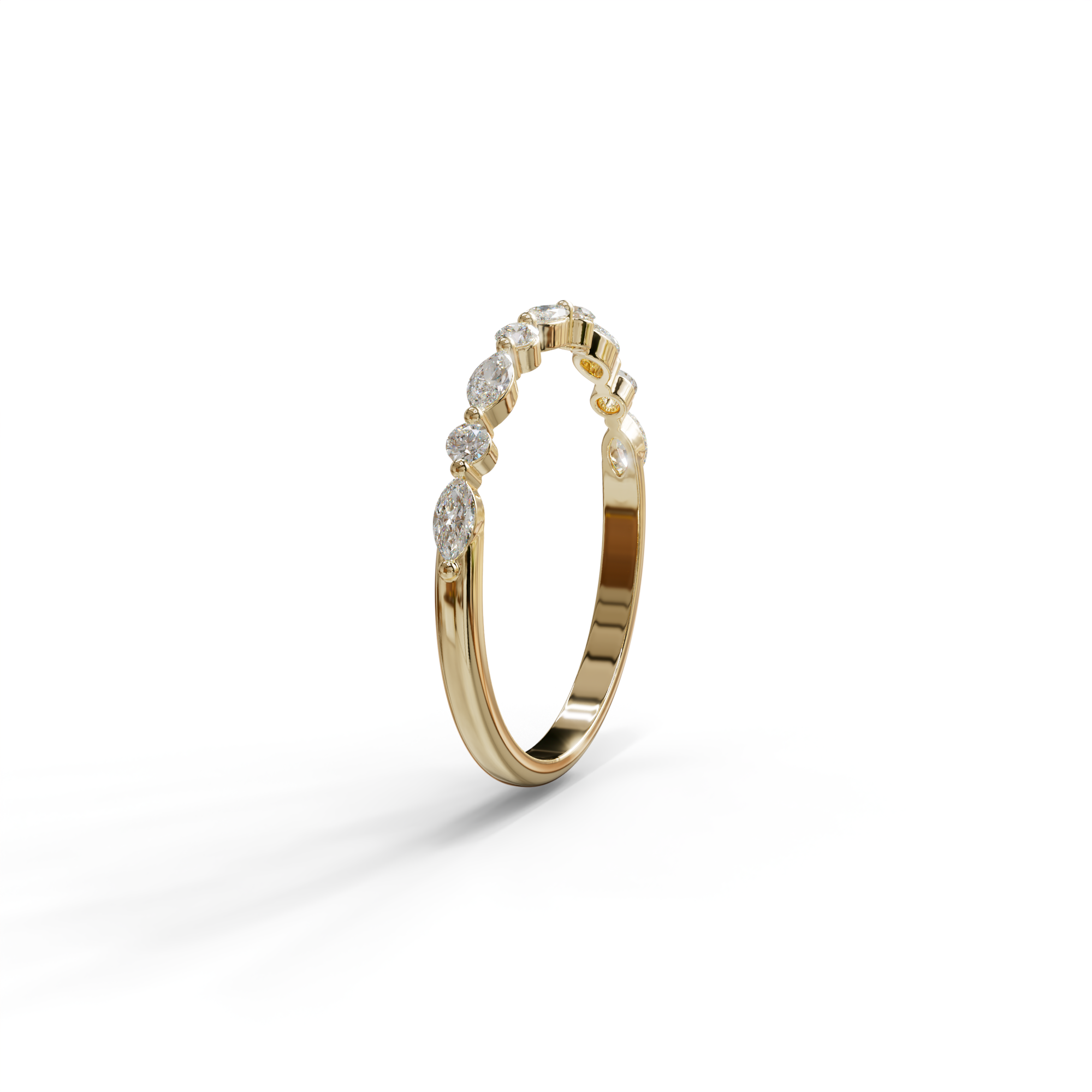 Floating Citrine - Round & Marquise Lab Grown Diamond Half Eternity Stacking Band