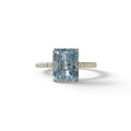3 Ct Radiant Cut Blue Color Lab Diamond Ring - Monica - 10K Solid Gold / Yellow Gold