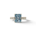 3 Carat Blue Radiant Cut Lab Diamond Engagement Ring - Lace Bridge - 10K Solid Gold / Yellow Gold