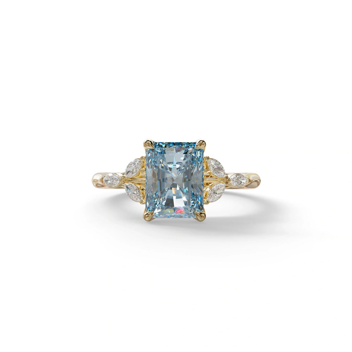 2.5 Carat Blue Lab Grown Diamond Engagement Ring · Radiant Cut Nature-Inspired | Aurora - view 1