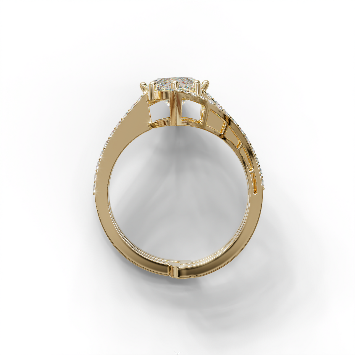 3 Carat Marquise Cut E VVS Lab Diamond Ring with Double Pave Setting