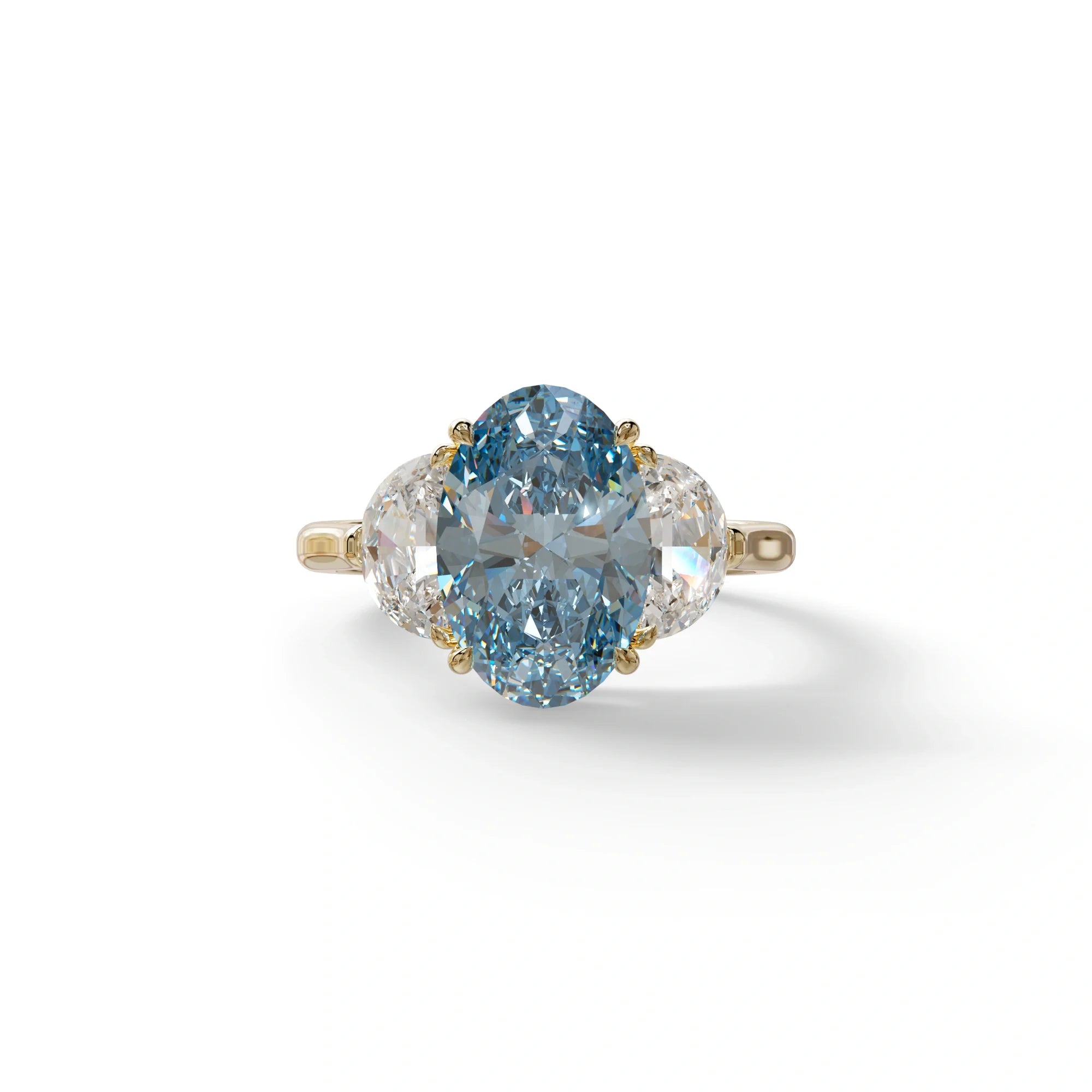 3 Carat Blue Lab Grown Diamond Engagement Ring · Oval Cut Three Stone | Constellation - view 1