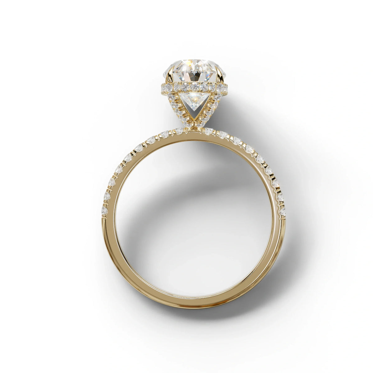 3 Carat E-VVS Oval Cut Hidden Halo & Pave Setting Lab Grown Diamond Ring