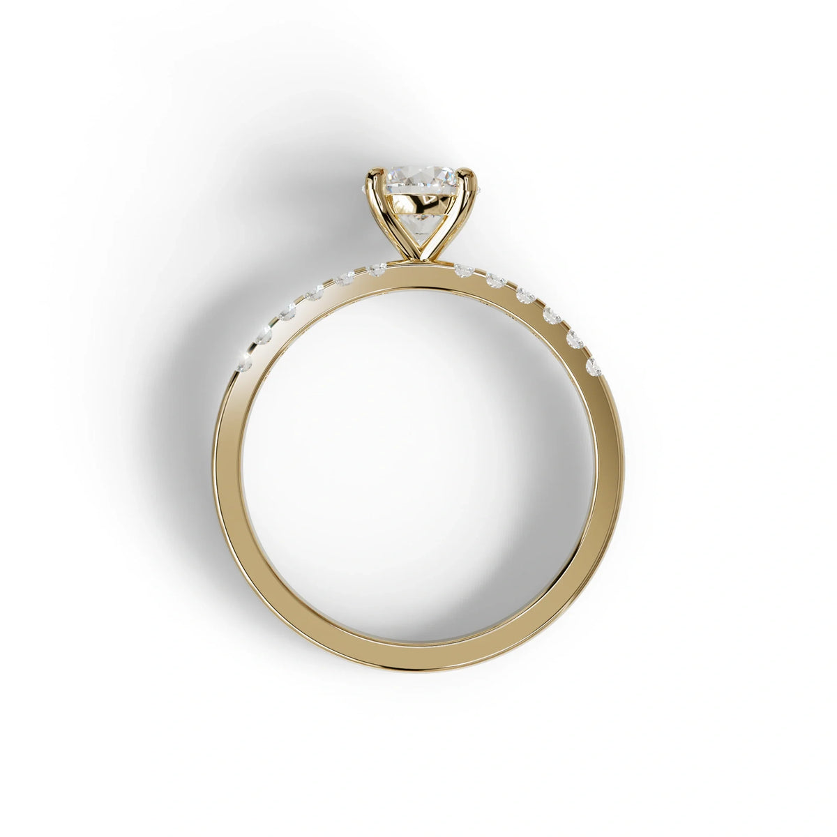 E VVS Round Pave Set Minimalist Engagement Ring - Nova Signature