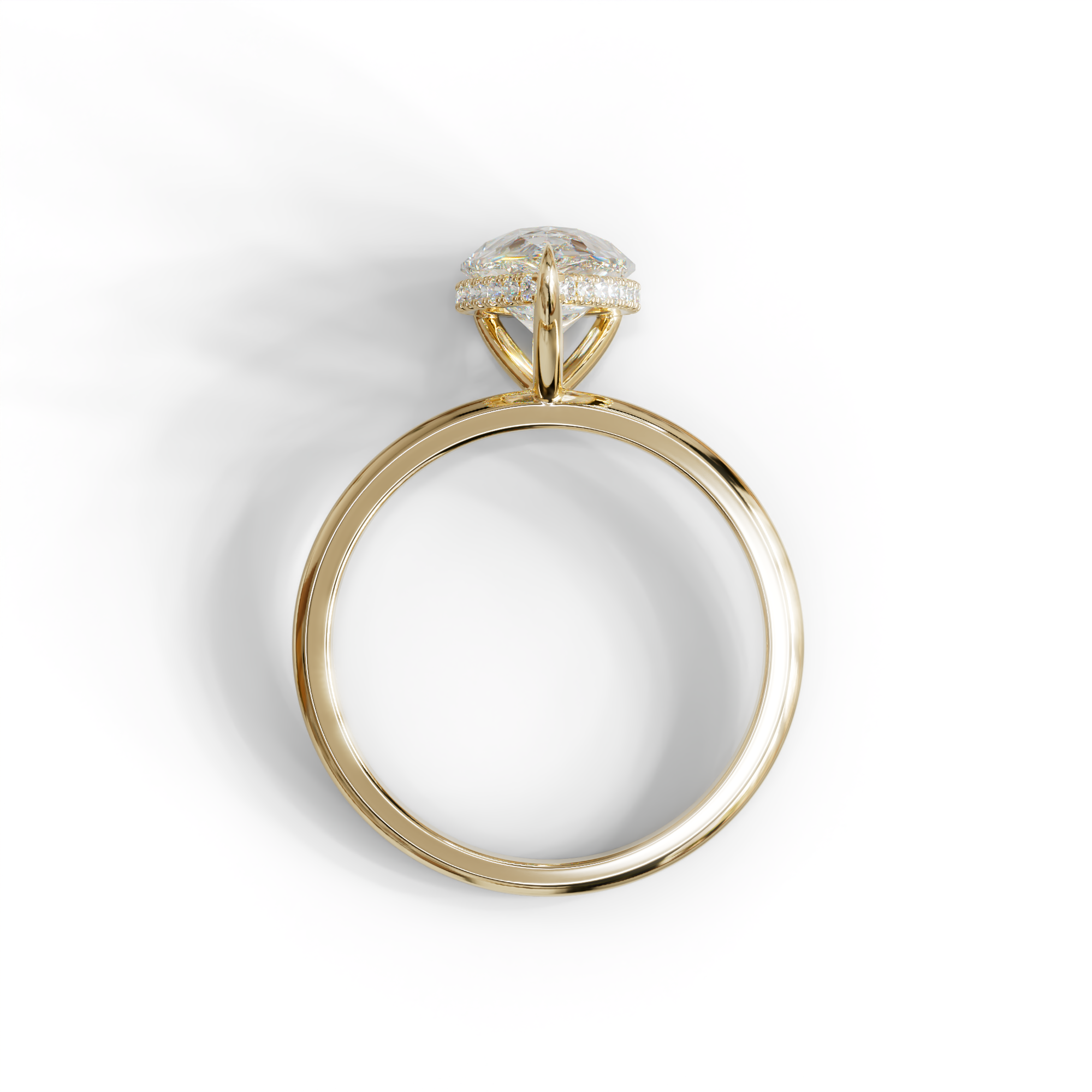 3.5 Carat E/VVS Pear Cut Hidden Halo Lab Grown Diamond Ring