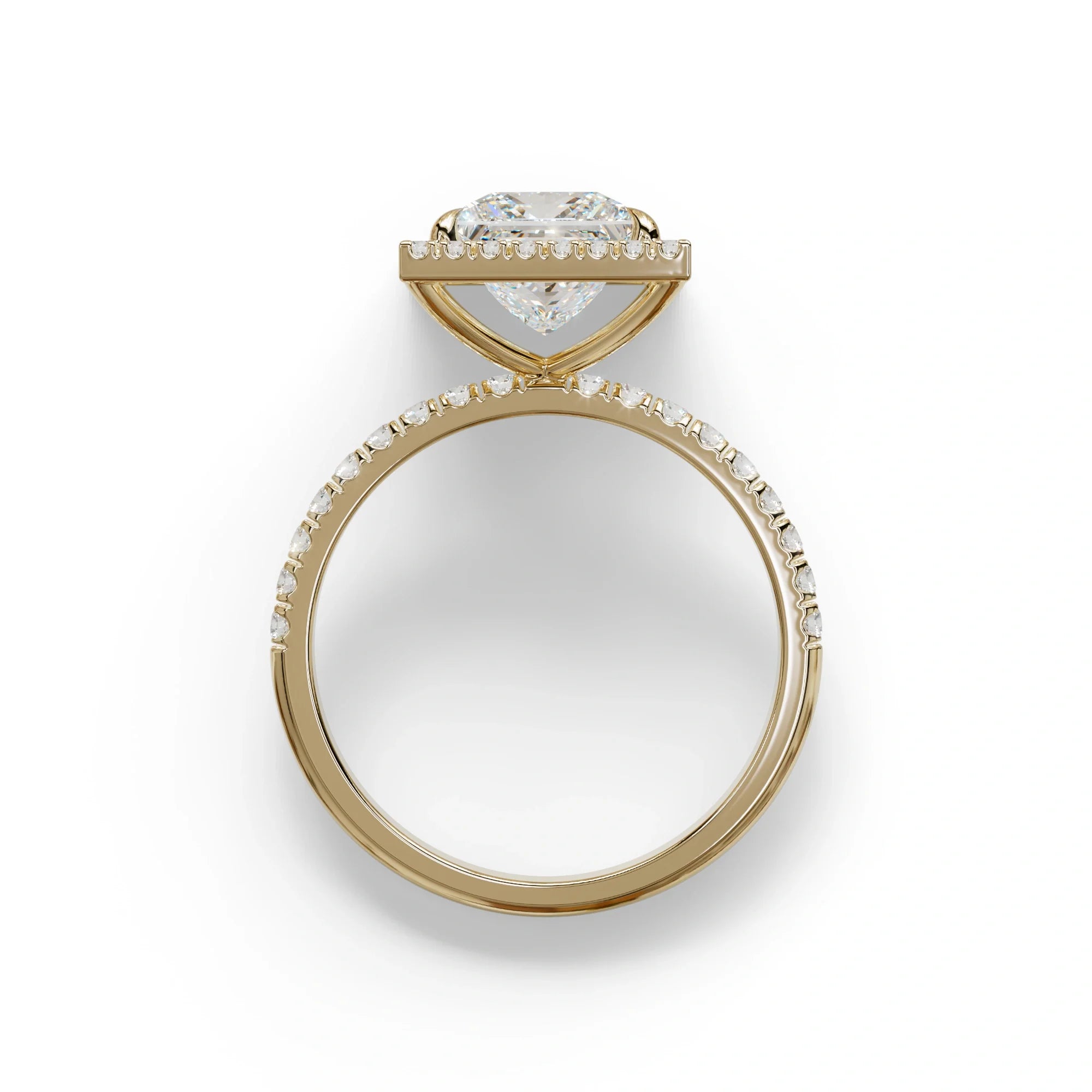2 Carat E VVS Princess Cut Halo & Pave Lab Diamond Ring - Diamond Prime
