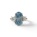 5 Carat Blue Lab Grown Diamond Engagement Ring · Oval Cut Three Stone | Solstice - view 1