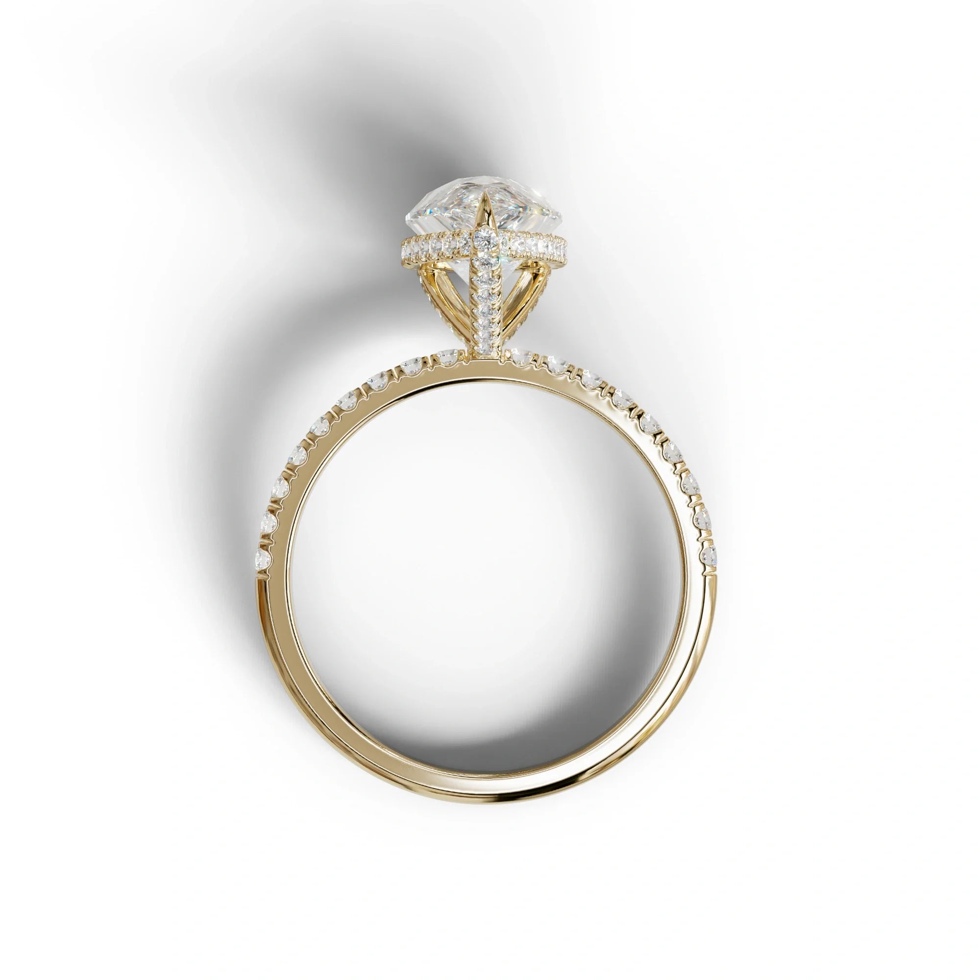 2 Carat E-VVS Pear Cut Hidden Halo & Pave Lab Diamond Ring