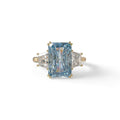 4 Carat Blue Lab Grown Diamond Engagement Ring – Radiant Cut Three Stone | Tacor