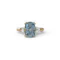 4 Carat Blue Elongated Cushion Cut Lab Diamond Engagement Ring - Sagittarius - 10K Solid Gold / Yellow Gold